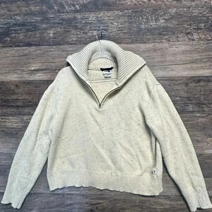 The North Face Cream Speckled Half-Zip Sweater